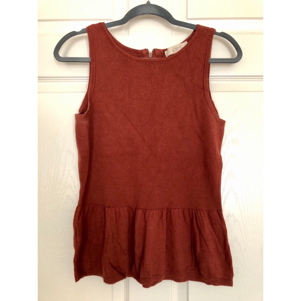 LOFT Rust Peplum Sweater Tank (S)